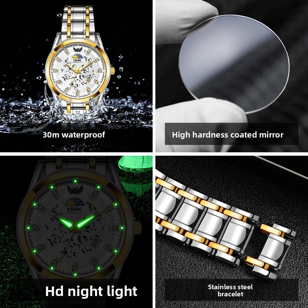 OPK Brand Watch Three-pin Fake Hollow Calendar Quartz Watch Waterproof Men's Watch Men's Watch