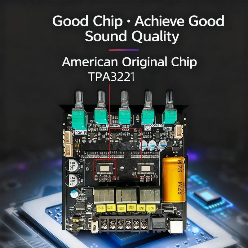 2.1 Channel 100Wx2+200W Channel Bluetooth-compatible Amplifier Board with Subwoofer TPA3221 Chip for Home Entertainment