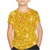 Glänzende Gold T-Shirts 3D Tees Mode Jungen Mädchen Kinder Rundhals Oversized Kurzarm Sommer Lässig Kinder Oberteile 2023