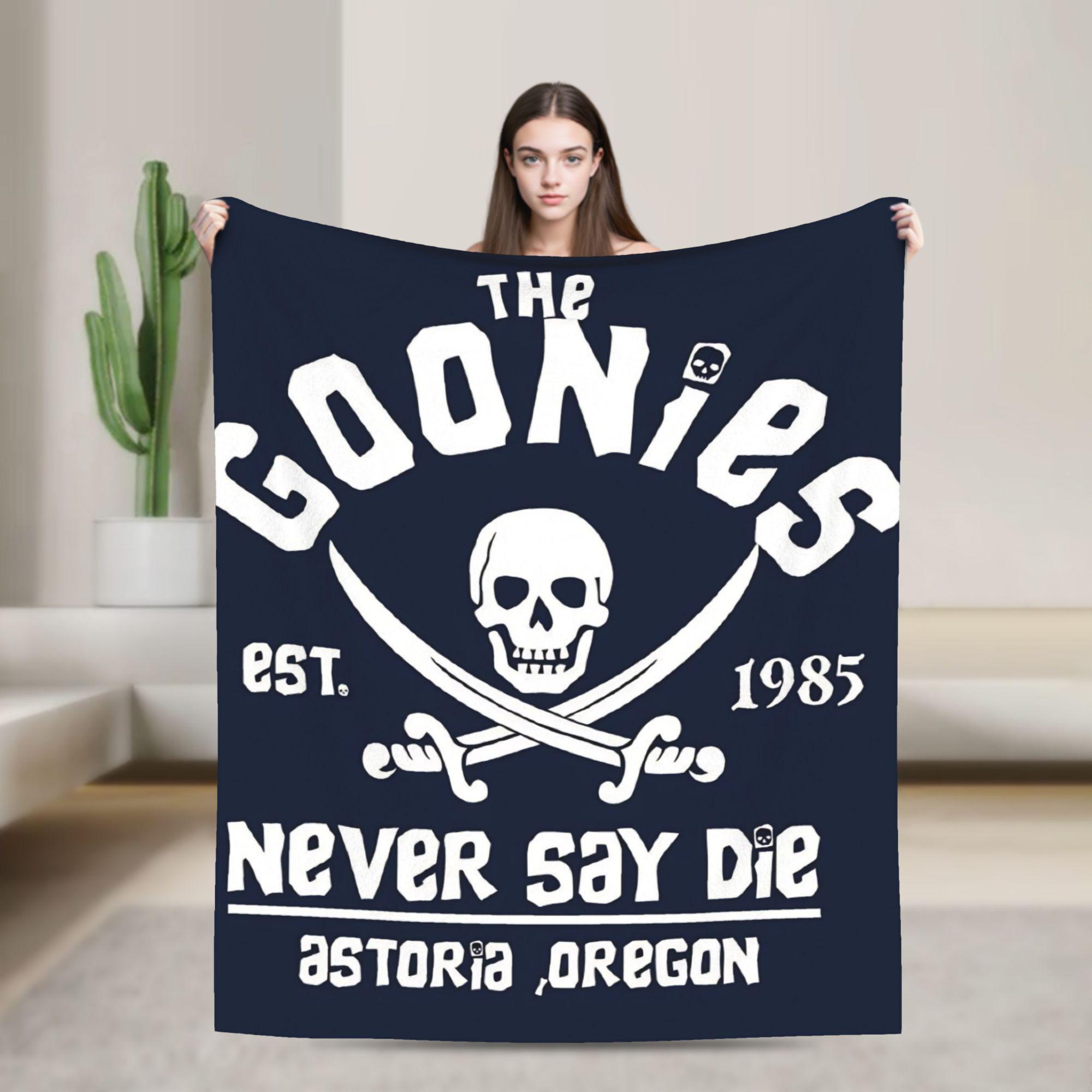 Jessica Chen Unisex Super Warm Blanket Picnic The Goonies Never Say Die Throw Blanket Flannel Bedspread For Outdoor Aesthetic Sofa Bed Cover