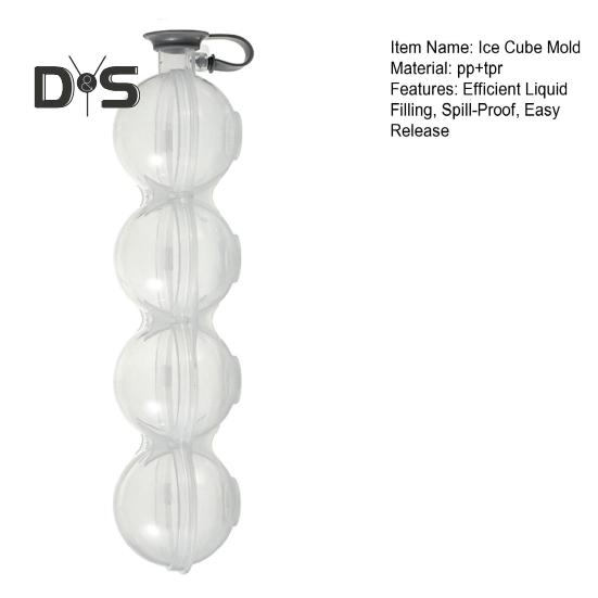 Eiskugelmacher, runde Eiswürfelform mit 4 Löchern, leicht zu befüllen und freizugeben, Eiskugelmacher mit Silikonabdeckung für Whisky-Cocktails