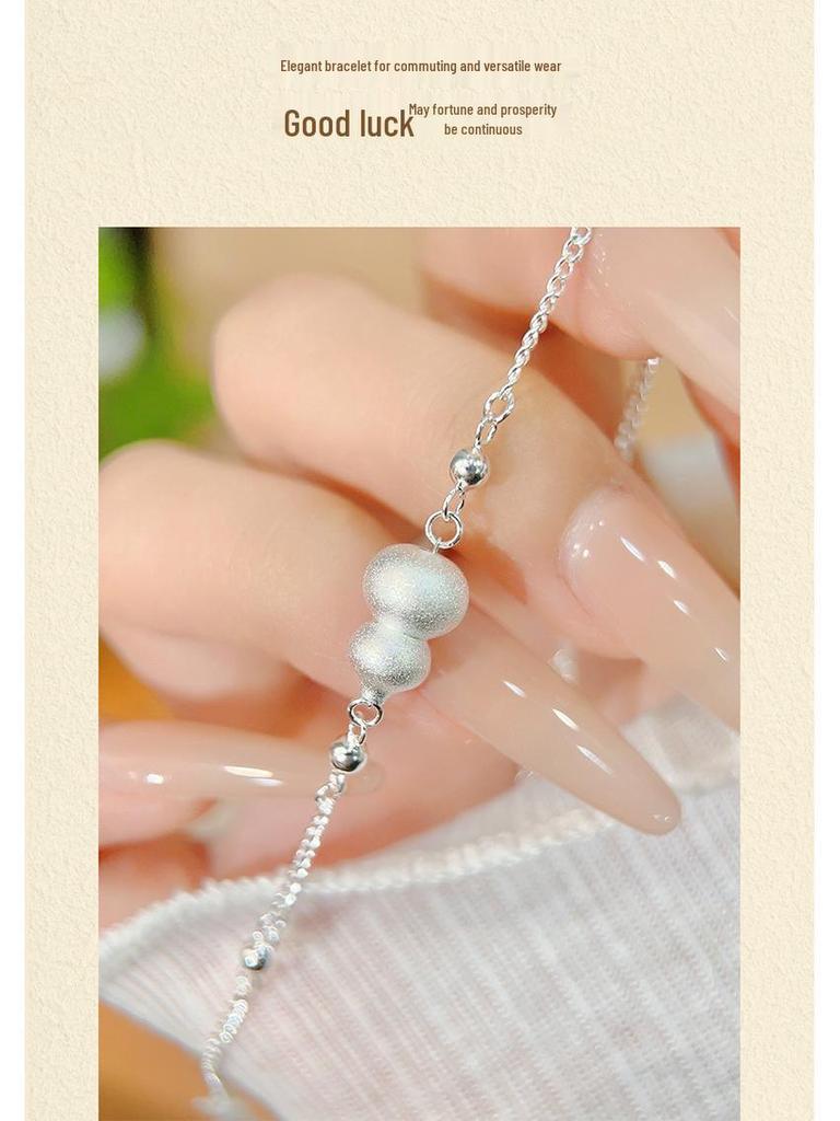 Women's 999 Sterling Silver Bracelet: Ancient Sand Gourd Design, Fu Lu Charm, Luxurious New Chinese Style, Perfect Birthday Gift.