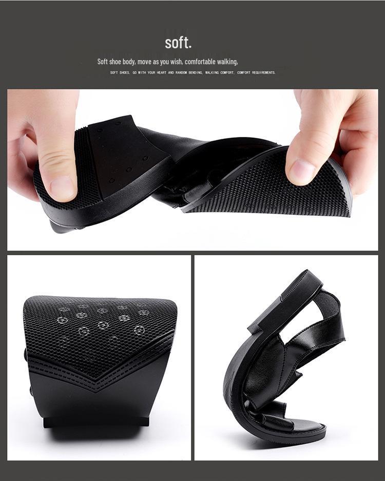Men's Cowhide Leather Roman Sandals - New Casual Outdoor Summer Shoes with Soft Non-Slip Soles
