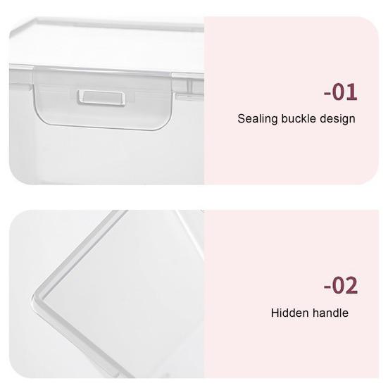 2Pcs Clear Plastic Card Storage Box Multi-Purpose Snaps Closed Large Mouth Easy Access Transparent Small Item Organizer