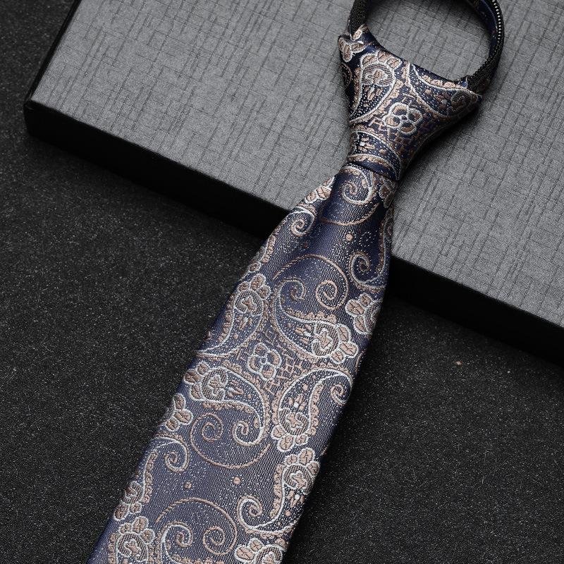 Business Dress Lazy Zipper Free Groom Best Man Wedding Korean Narrow Shirt Striped Plaid Tie