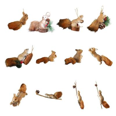 Christmas Tree Squirrel Hanging Ornament Artificial Squirrel Decoration For Christmas Tree Door Mantel Window Display