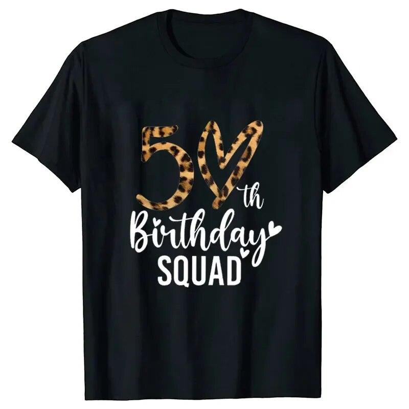 Women 50th Birthday Party T-shirts Birthday Squad Crew Tee Chapter Hello 50 Fabulous Leopard Graphic Tops Harajuku Summer Tshirt