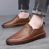 Doudou Shoes Men's Trendy Versatile Men's Leather Shoes Breathable Middle Old Dad Shoes One Pedal Casual Lazy Men's Shoes