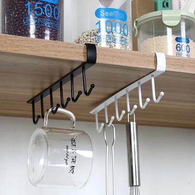 Kitchen Iron Art Seamless Nail Free Hooks Multi Row Cabinet Storage Hooks Storage of Kitchen Cabinet Wall Shelf Storage Rack
