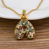 Nidin Fashion Luxury 26 Letters Copper Zircon Pendant Necklace for Women Rainbow Initials Name Necklace Wedding Party Jewelry