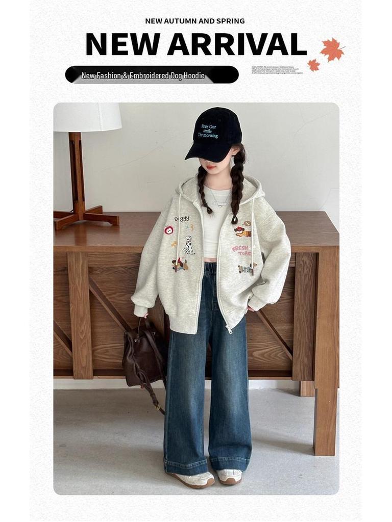 2025 Girls' Stylish Hooded Fleece-Lined Coat for Autumn/Winter