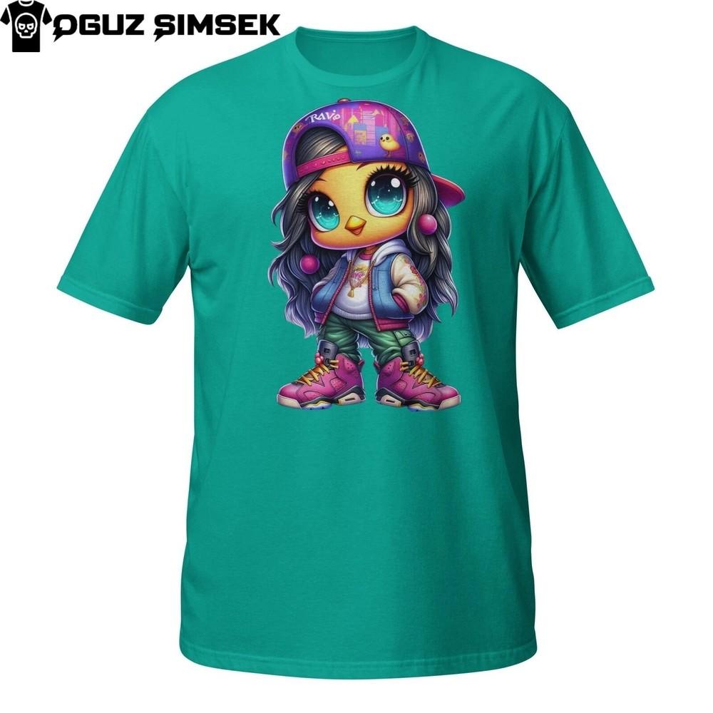 

Urban Street Style Girl Shirt – Colorful Cartoon Character Graphic Top XL