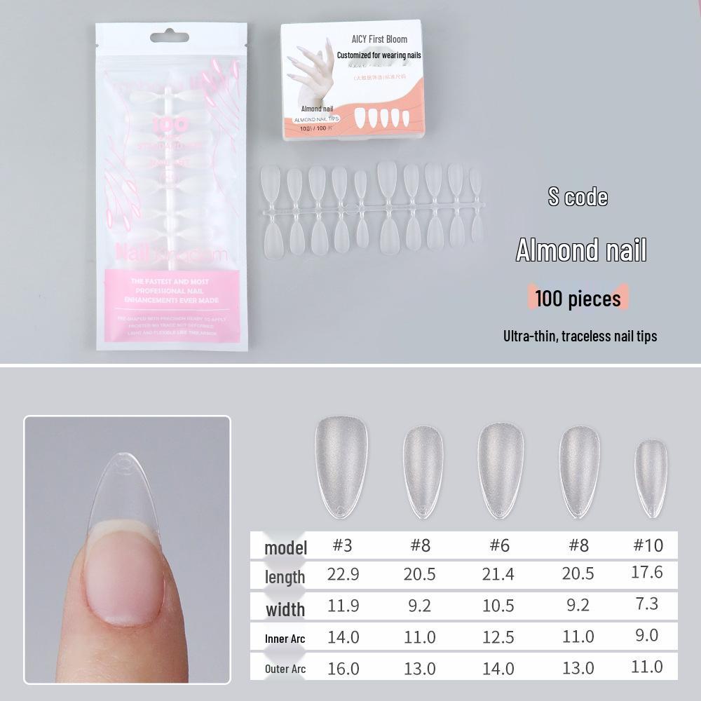 Pre-sized Frosted Ladder-Shaped Nail Tips - 100 Pcs, Thin & No Filing Needed