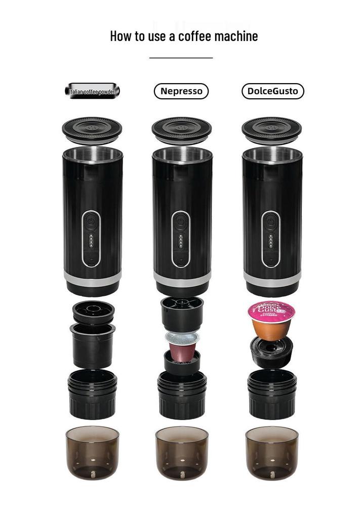 Wireless Portable Capsule Coffee Maker for Home, Car, or Outdoors