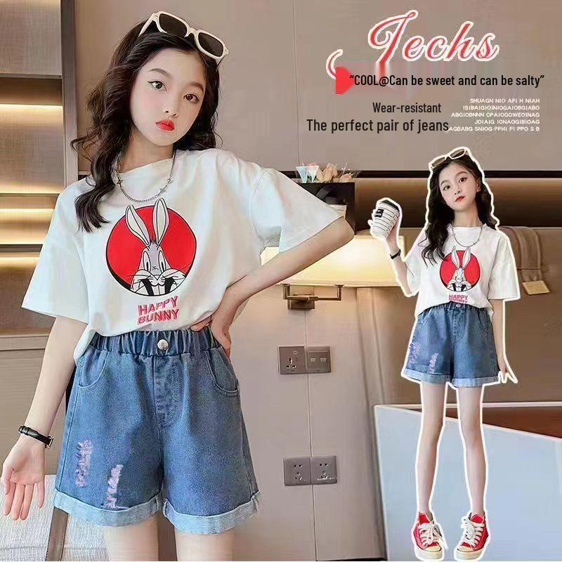 Trendiga sommarjeansshorts för flickor för barn - Moderiktiga ytterkläder för mellanstora och stora barn