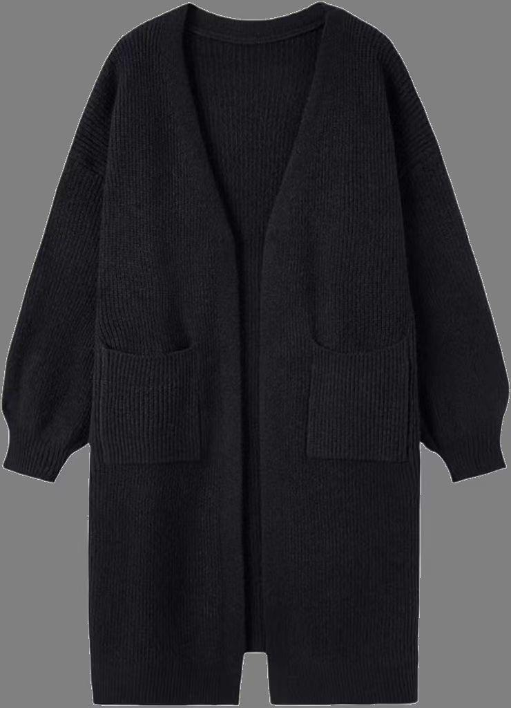 2025 Women's Solid Color Pocket Cardigan: Korean Style Knit Outerwear for Autumn/Winter