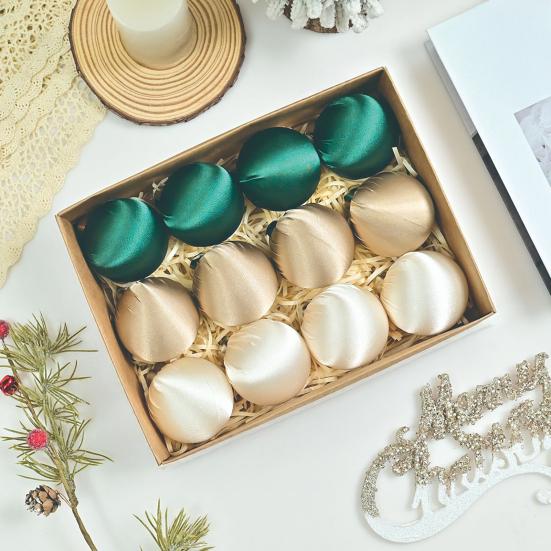 12Pcs/Set 6CM Velvet Christmas Ball Ornament Shatterproof Plastic Reusable Holiday Xmas Tree Hanging Flocked Ball Decoration Pendant