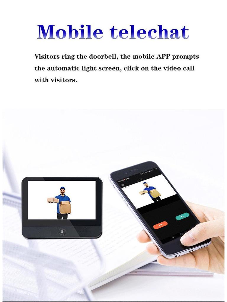 Smart Wireless Doorbell with Wide-Angle Camera and Display for Anti-Theft Door Monitoring