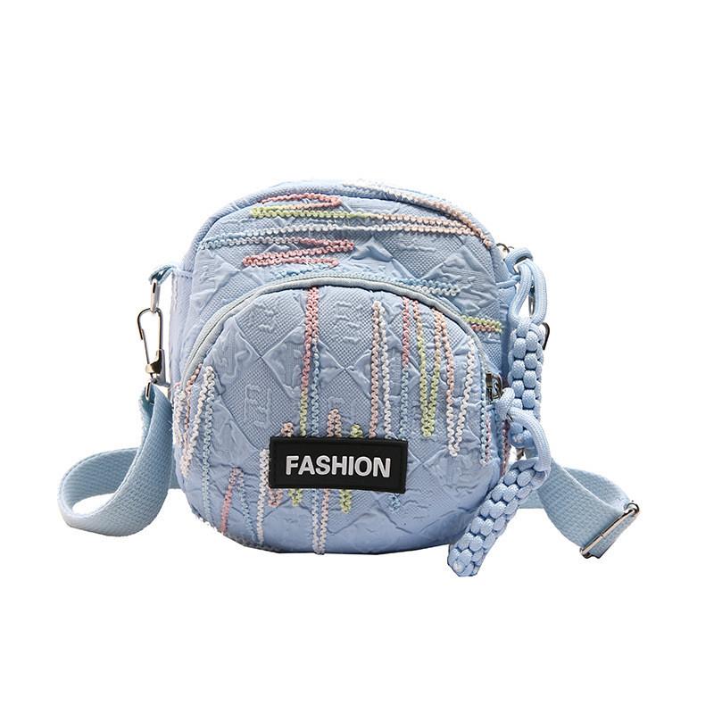 Canvas Small Crossbody Bag For Women With Zipper Pocket And Key Clip In Street Style