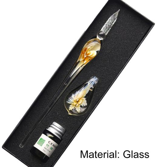 Ink Pen Easy Clean Writing Bright Color Student Gift Glass Pen