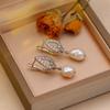 Leaf Fashion Baroque Freshwater Pearl Women's Earrings Two Wearing Methods Pearl 18K Gold Plated Zirconia Earrings Valentine's Day Mother's Day Gifts