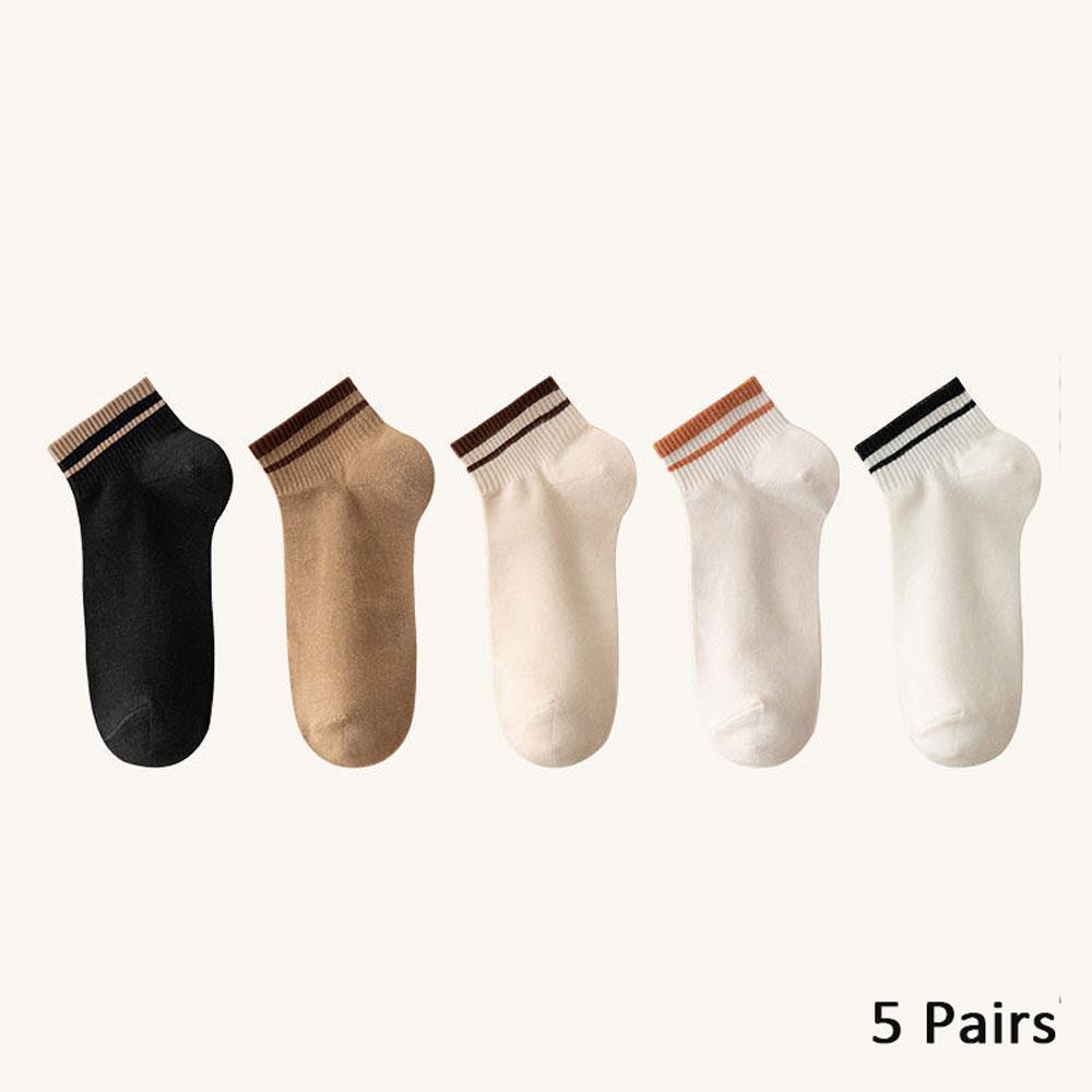 

5 пар женских коротких полосатых носков из хлопка, нескользящие спортивные носки Y2K с дышащей уличной модой Harajuku для спортзала и повседневной носки One Size