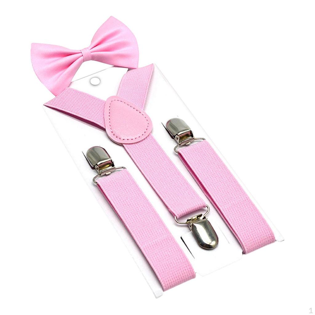 Kids Bow Tie Braces Y Back 3 Clips Adjustable Support for Formal Wear Party Jeans