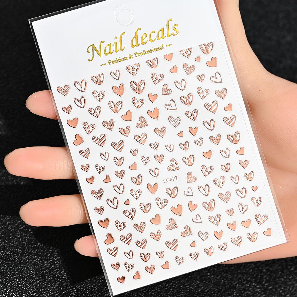 

Best-Selling Japanese Aesthetic Laser Silver Heart Nail Stickers - Plant-Inspired Nail Art
