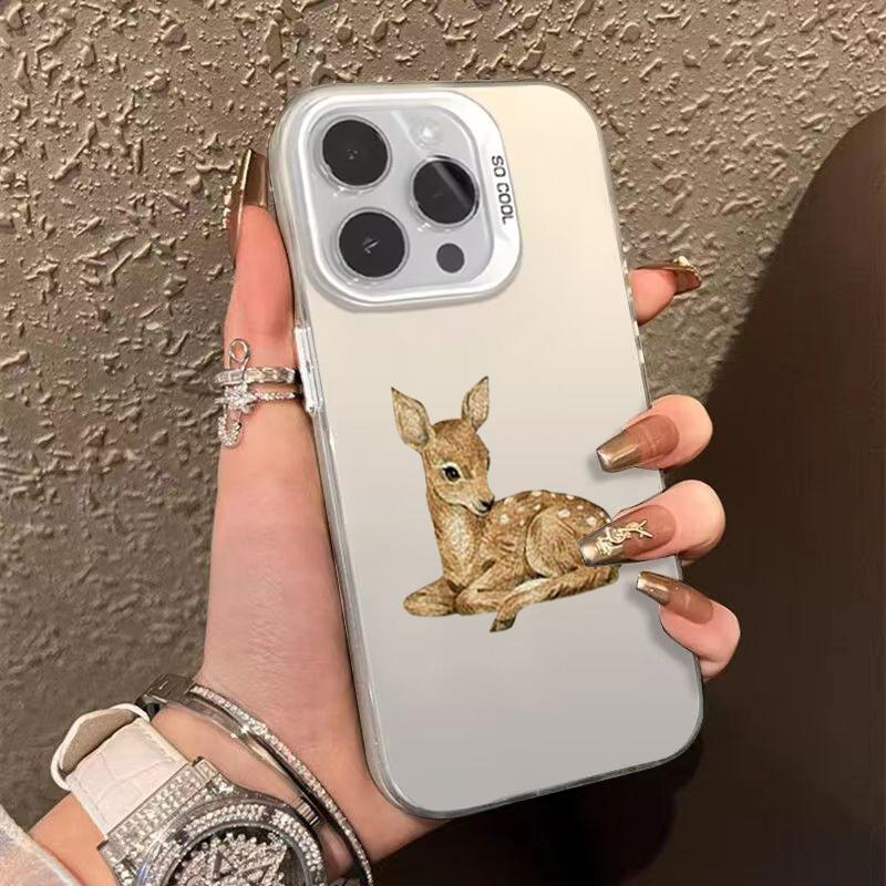 

IMD Colorful Silvery Deer Phone Case for Xiaomi Redmi 14 Pro Plus 5G 14 13 12 11 10 14C 13C 15C Shockproof Silicone Bumper Cover Redmi Note 10 4G білий