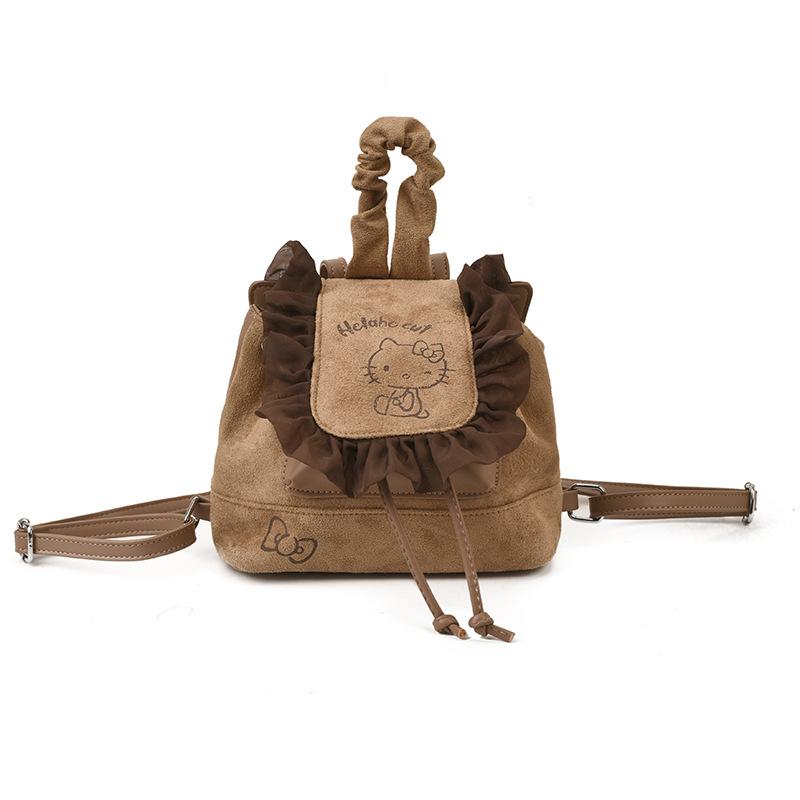 Sweet Ruffle Design Girls Backpack Cartoon Cute Kitten Baby Schoolbag Autumn And Winter Children'S Backpack