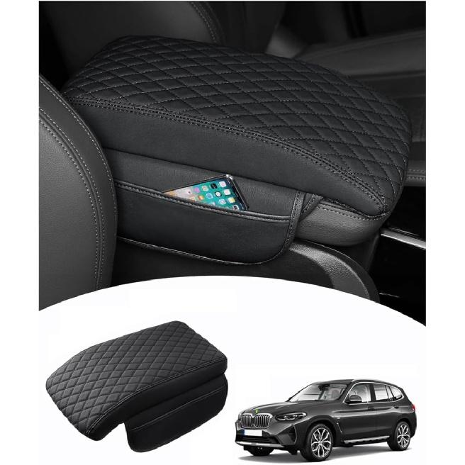 Shademax BMW X3 Center Console Cover, BMW X3 Accessories 2018- 2024 Memory Foam Armrest Cover Center Console Pad PU Leather Armrest Seat Box Cover