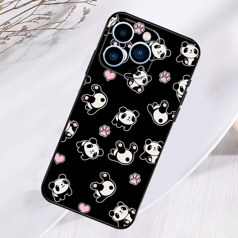 Cartoon Panda Phone Case For iPhone 17 Pro Max 15 14 13 12 11 16 Pro Max Plus 12 13 Mini 16e 17 Air Cover