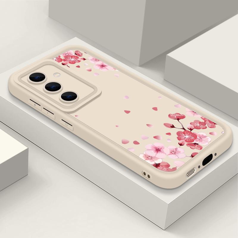

Ударопрочный чехол с рисунком сакуры для Samsung S25 Ultra S24 FE S23 A56 A36 A16 A15 A55 A35 A26 Мягкий силиконовый матовый защитный чехол для линз из ТПУ Samsung A25 5G бежевый/белый