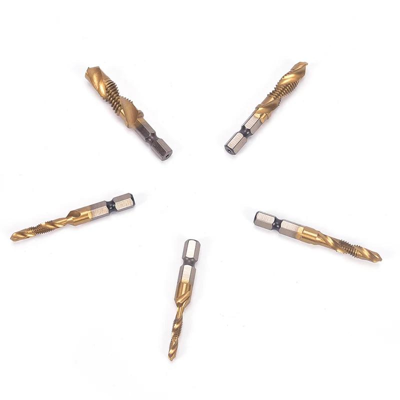 M3-M10 Coadă Hexagonală Titanizată HSS Burghie Mână pentru Filetat Metric