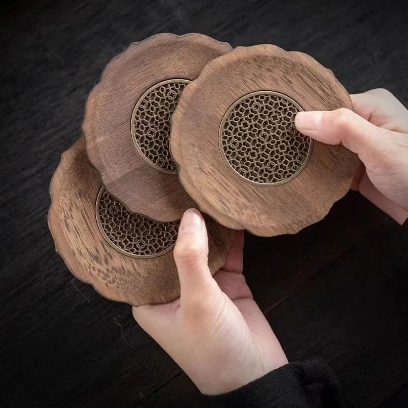 Heavy Bamboo Alloy Coasters Waterproof Insulated Mats High Temperature Resistant Coaster Kung Fu Tea Ceremony Accessories