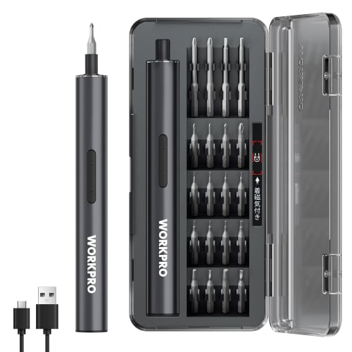 WORKPRO Electric Precision Screwdriver Set, 3.6V, 20-in-1, Cordless Type-C Rechargeable, Compact Pen-Shaped Screwdriver Set with Forward/Reverse Switc
