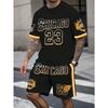 Men's Summer Sports Short Sleeve Top Shorts Set Plus Size T-shirt Shorts 2-piece Set Breathable Basketball Letter Print Sports Wear