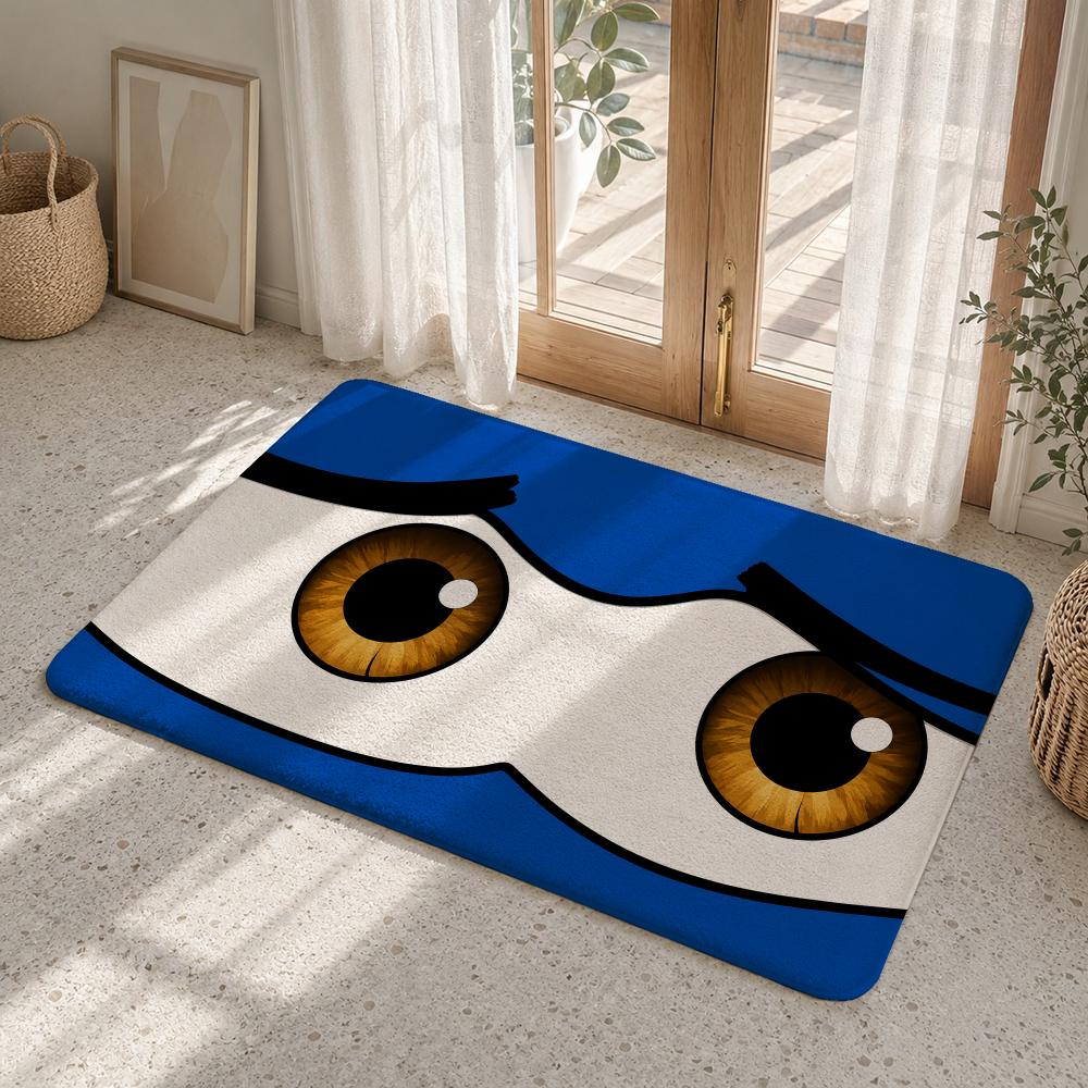 Worried Eyes Floor Mat Flannel Rug Non Slip Absorbent Soft Washable For Entryway Hallway Bathroom Kitchen Decor