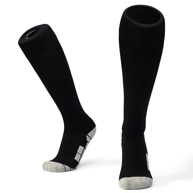 

The Same Thickened Towel Bottom Long Football Socks Men S Wear-Resistant Shock-Absorbing Knee Sports Socks XL（43-46） чорний