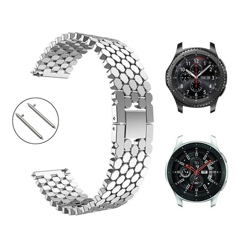 Pulseira de 22mm 20mm para Samsung Galaxy Watch 3 45mm Pulseira Gear S3 Active 2 Watch Pulseira de aço inoxidável para Huawei Watch Bracelet