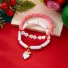Christmas Santa Claus Pendant Bracelets Resin Letter Soft Clay Bead Double Layer Bangle Holiday Party Jewelry Gift For Women Men