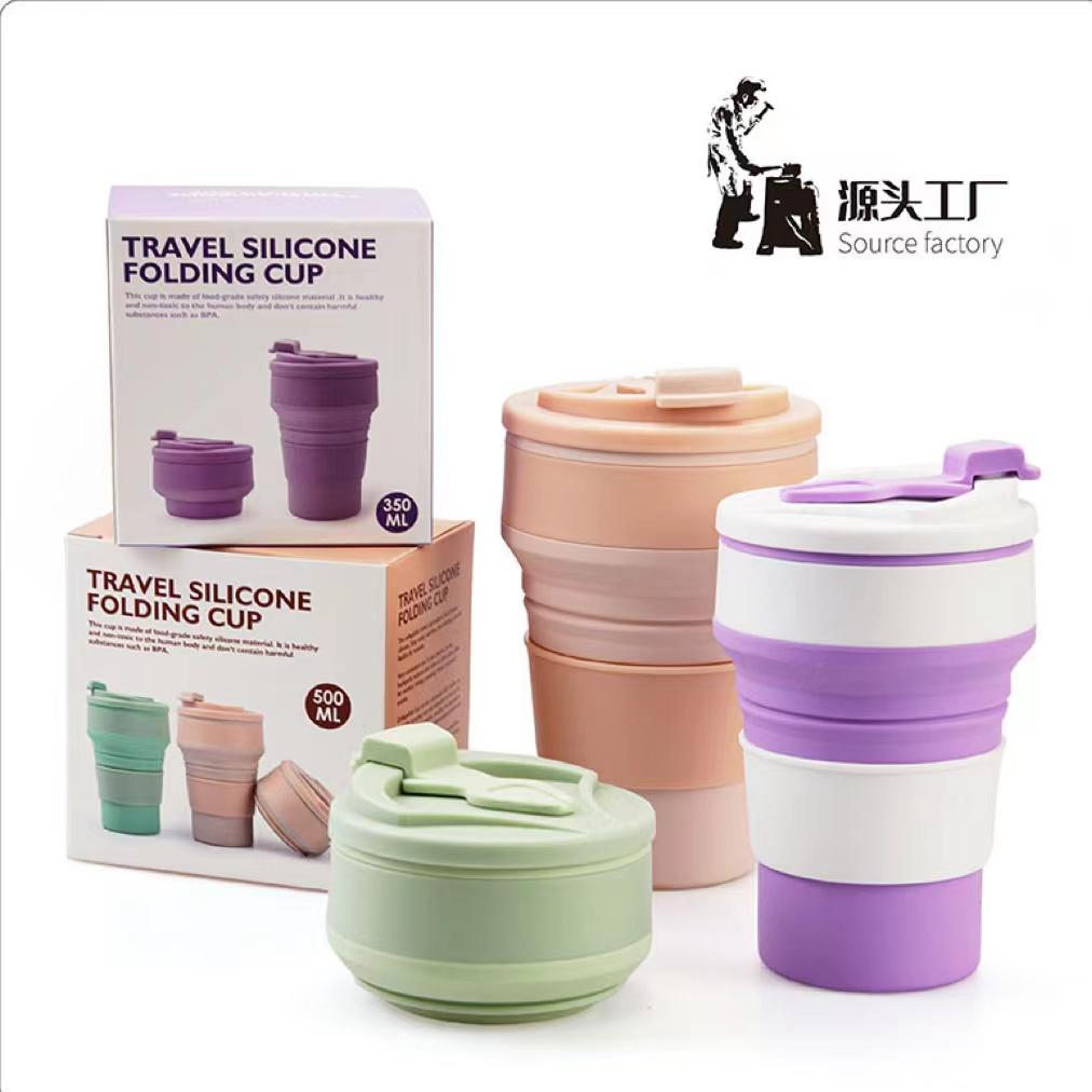 SHIMOYAMA 350ML Cupă Pliabilă Mini Cupă Retractabilă Silicon Portabilă Ceașcă de Ceai Călătorie în Aer Liber Cafea Cană Telescopică pentru Băut cu Capac