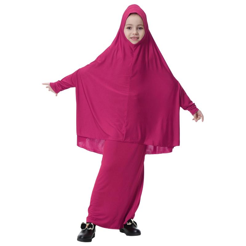 Muslimisches Mädchenkleid, Fledermaus-Röhrenrock-Set aus Milchseide
