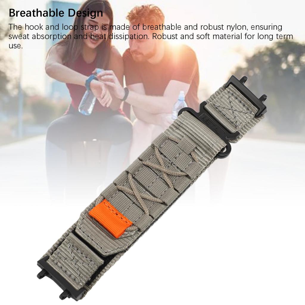 Nylon Band for T Rex 3 Hook and Loop Adjustable Sporty Style Replacement Smartwatch Wristband Loop Strap Grey