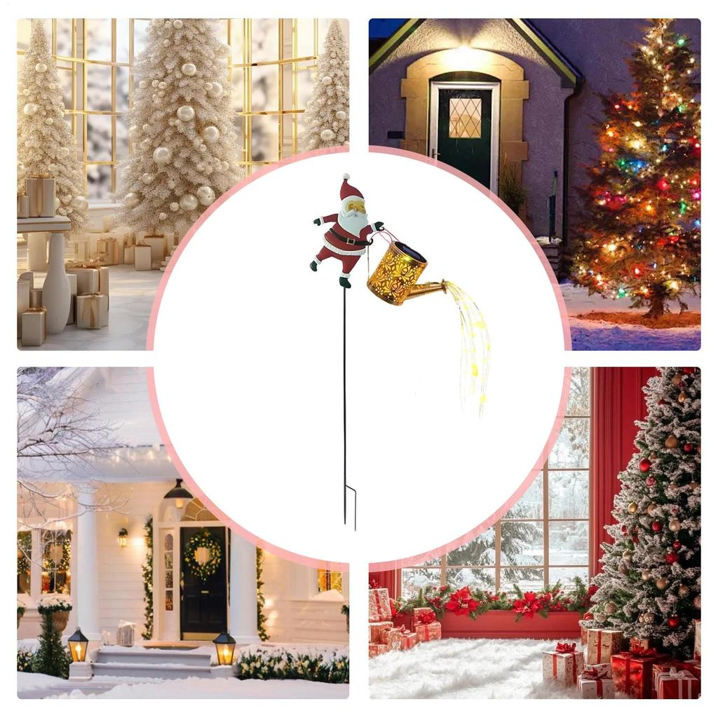 86.8cm/32.6inch Solar Yard Light Waterproof LED Lantern Christmas Garden Decoration Santa Claus Solar Kettle Light For Walkway