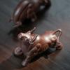 Yixing Purple Clay Tea Pet Decor Chinese Zodiac Lucky Cattle Figurine Desktop Ornaments Handmade Sculpture Tea Set Decoration