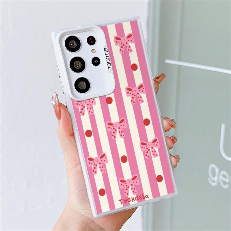 

Cute Pink Stripe Bowknot Phone Case For Huawei Honor 400 200 Magic 7 Lite 90 5G 5 Pro 70 50 X6B X9B X7B X8A X7A X9A X9 Laser IMD Honor 200 Pro