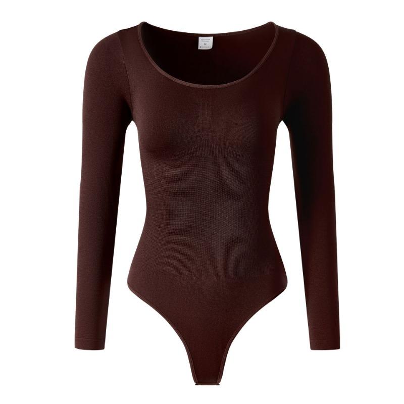 Damen Langarm Nahtloser Bauchkontroll Formgebender Bodysuit Hüfthebend Taillenformende Shapewear