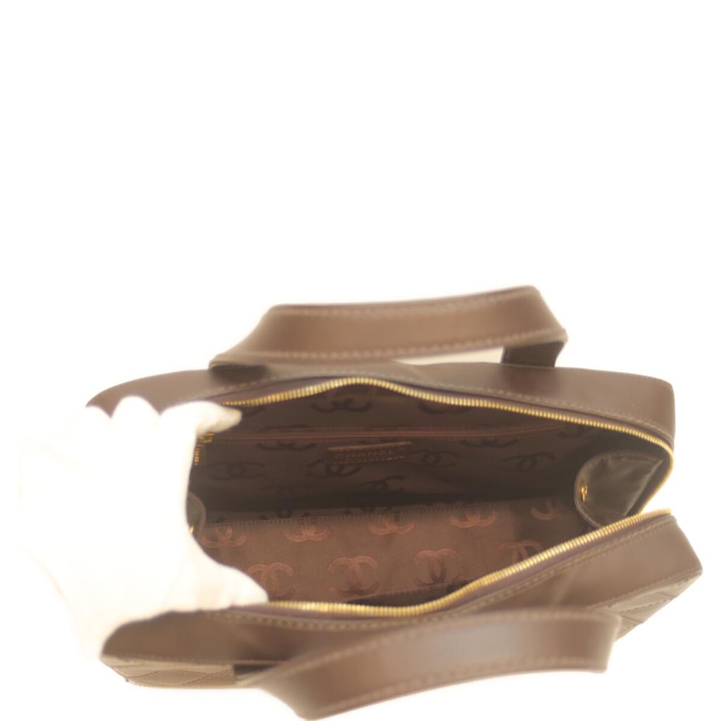 Chanel No. 8 Brown Wild Stitch Double Zipper Mini Boston Bag Boston Bag BrownUsed