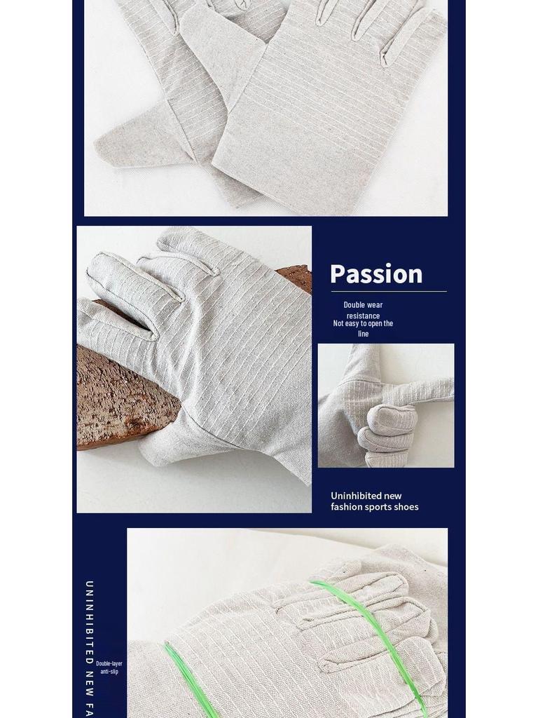 Double-Layer Canvas 24-Thread Heavy-Duty Work Gloves for Welders and Construction Workers